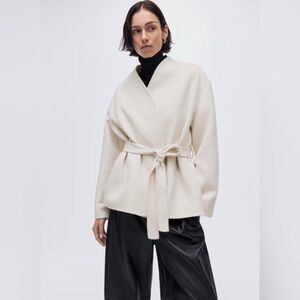 SOLD OUT H&M Hand-made Wool-Blend Beige Belted Jacket S